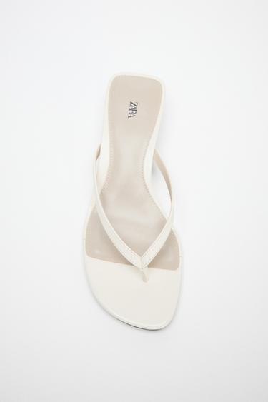 SANDALIA KITTEN PIEL - Blanco de Zara