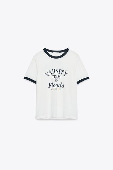 FLAMÉ 텍스트 티셔츠 - Zara 스크래치 화이트