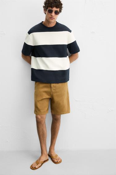 SUDADERA RAYAS CONTRASTE - Crudo / Marino de Zara