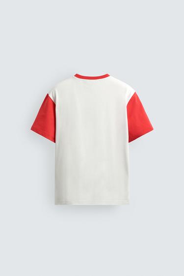 COLOUR BLOCK T-SHIRT WITH CONTRAST PATCH - Oyster-white by Zara - Image 7