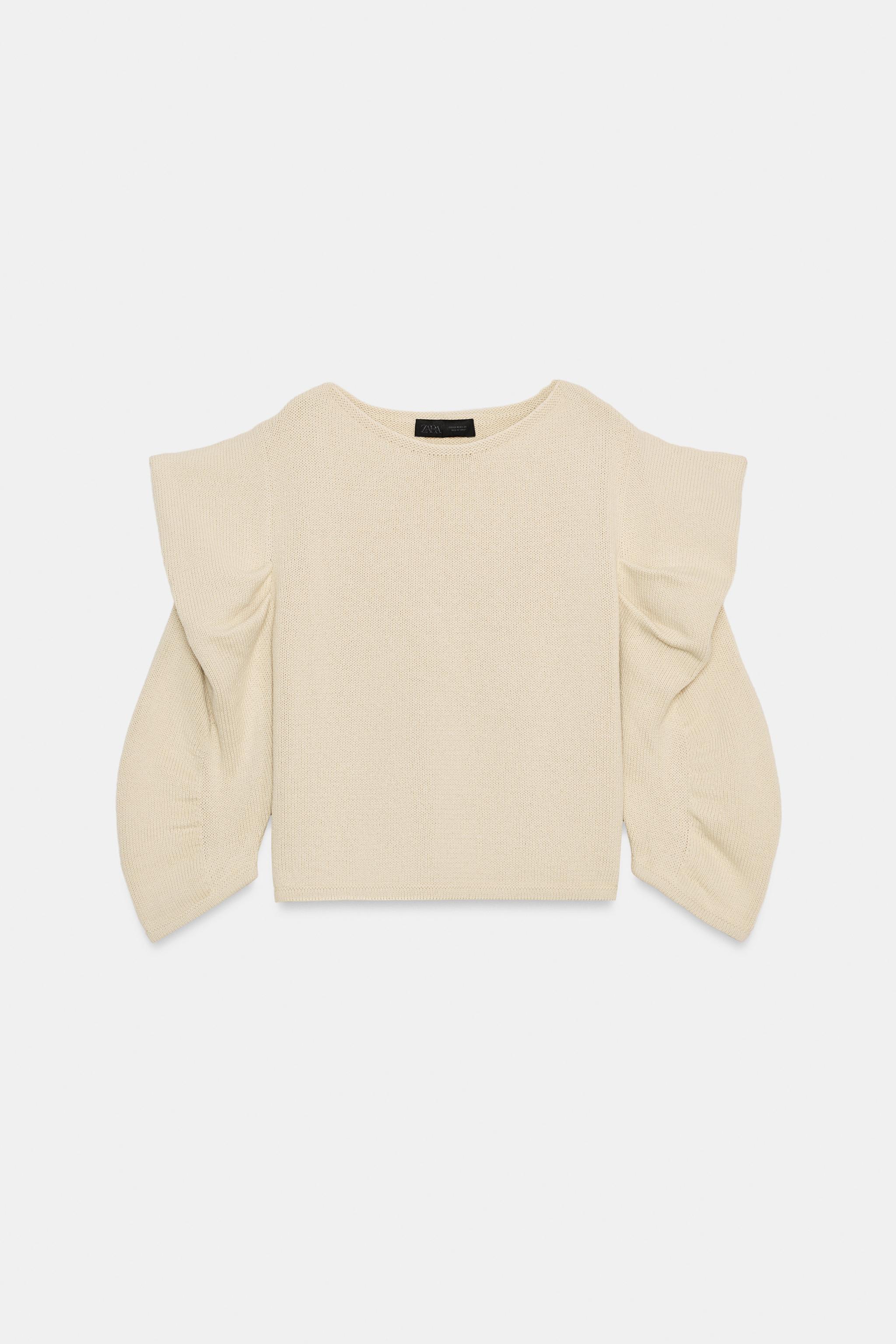 PULL EN MAILLE À MANCHES DRAPÉES