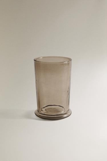 SMOKY TEXTURED GLASS TOOTHBRUSH HOLDER - Brown by Zara