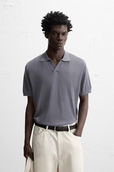 TRICOT POLO - Grijs / Blauw van Zara