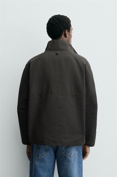 BLOUSON TECHNIQUE MÉLANGE COTON - Kaki foncé de Zara - Image 2