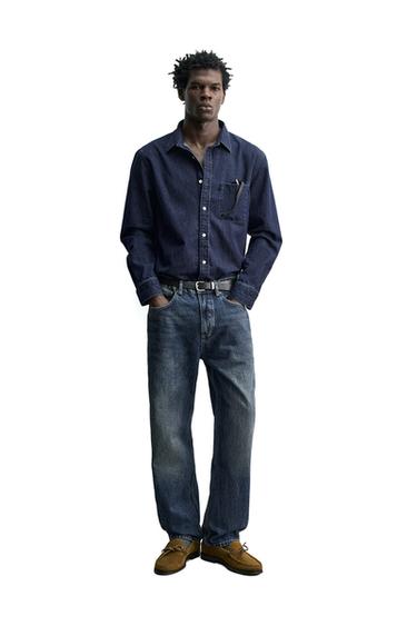 REGULAR FIT DENIM SHIRT - Dark navy by Zara