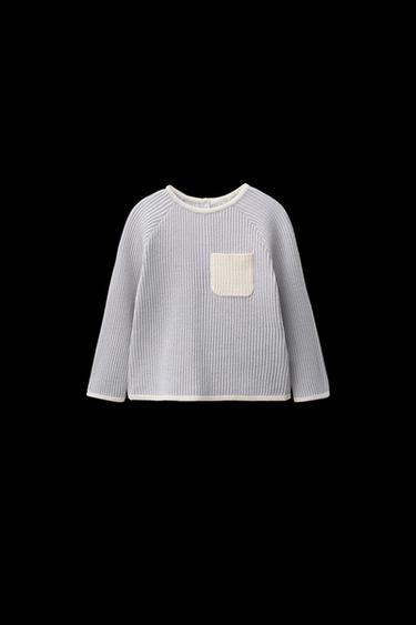 Zara CONTRAST PIPING SWEATER - Sky blue - Image 0