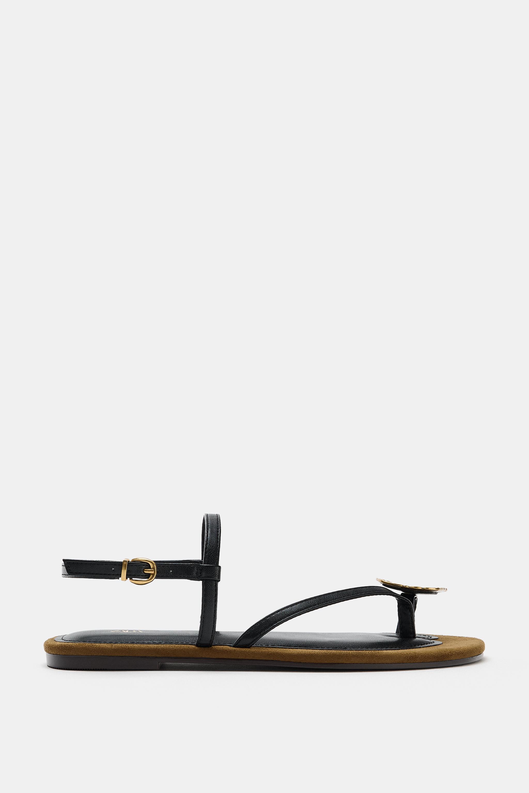 METALLIC ORNAMENT STRAPPY SANDALS