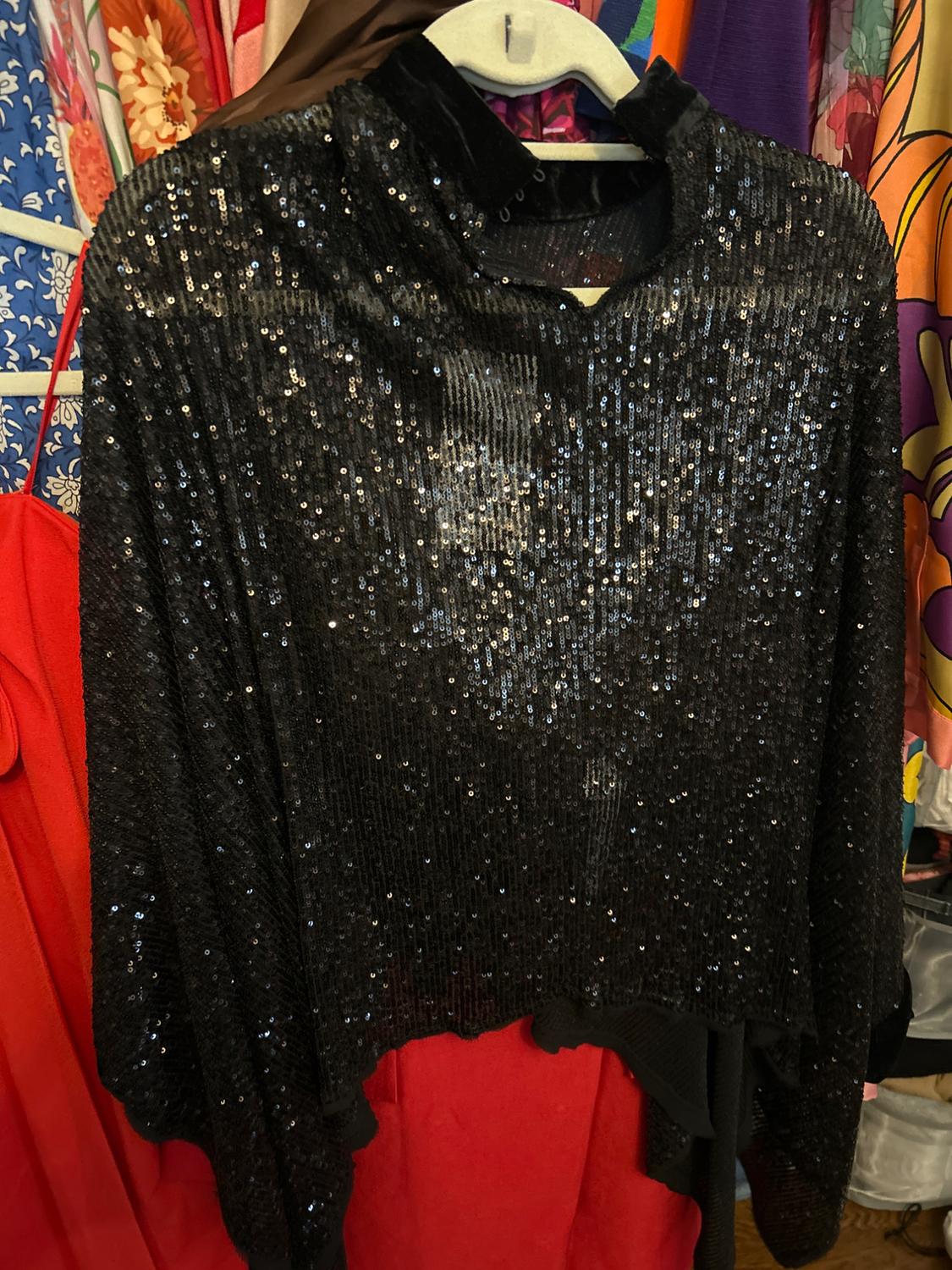 SEQUIN CAPE SLEEVE BLOUSE - Image 3