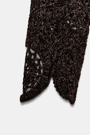 HAUT EN CROCHET À MANCHES LONGUES - Marron foncé de Zara - Image 7