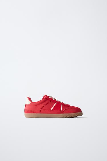 Zara COLOR-BLOCK HIGH-TOP SNEAKERS - Red