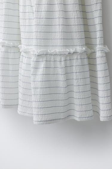 RIBBED DRESS WITH RUFFLES - White / Grey by Zara - Image 3