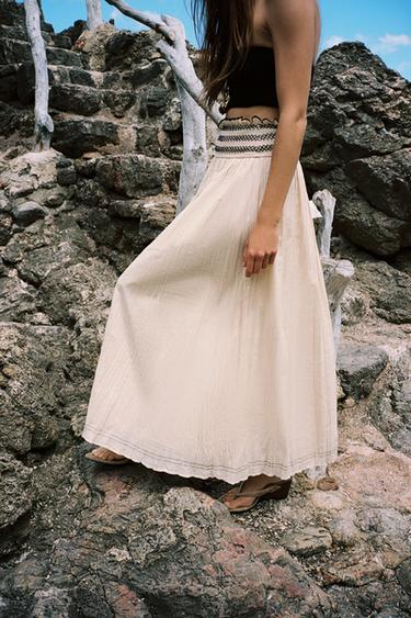 RUSTIC SKIRT WITH CONTRAST WAIST - Beige by Zara - Image 2