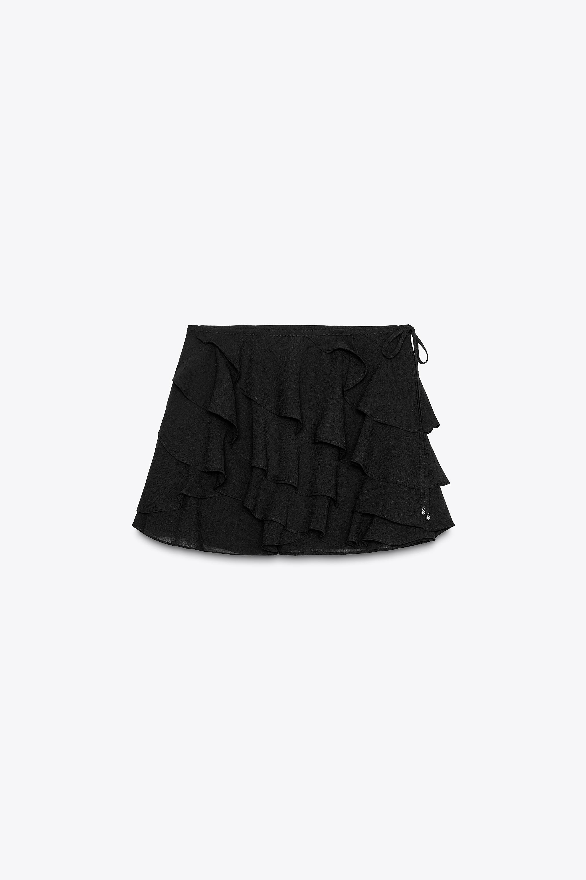ZARA フリル スコート 8372/080 RUFFLED SKORT - Black | ZARA United States