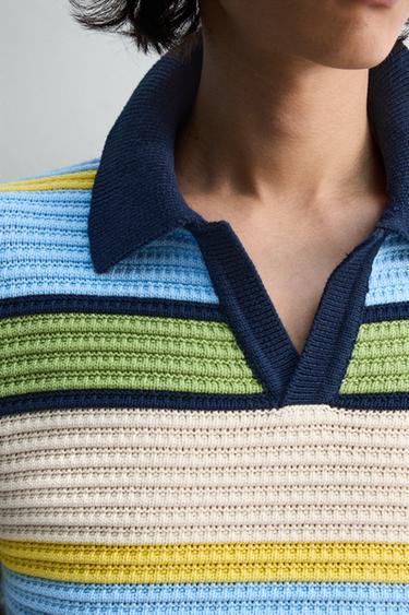POLO EN MAILLE JACQUARD À RAYURES - Multicolore de Zara - Image 5