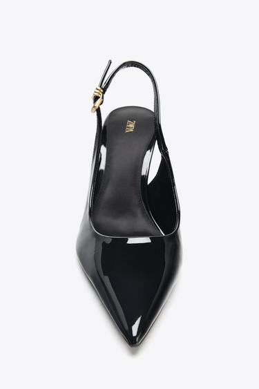 Zara METAL BUCKLE HEELS - Black