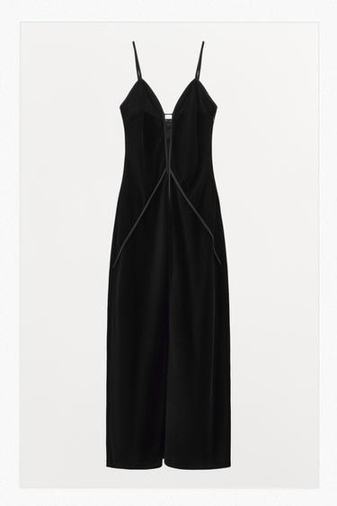 VELVET STRAPPY DRESS - Black by Zara