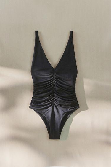 GATHERED BEACH SWIMSUIT - Black by Zara