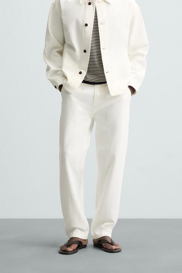 JEANS STRAIGHT FIT ESPIGA - Crudo de Zara