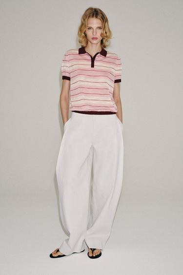 POLO PUNTO RAYAS - Rosa / Blanco de Zara - Imagen 0