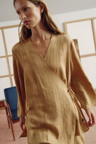 CROSSOVER JACKET WITH TIE DETAIL - Mustard by Zara