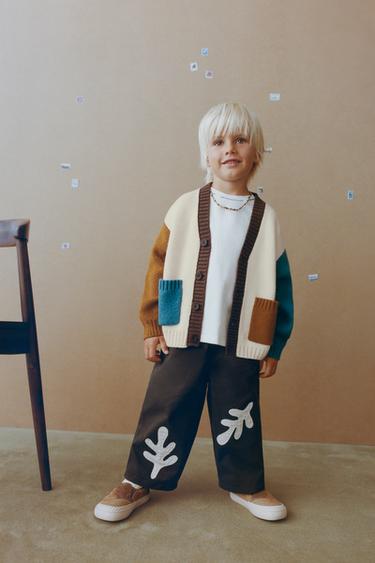 CARDIGAN IN MAGLIA COLOR BLOCK - ECRÙ di Zara