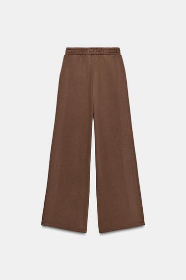 PANTALON EN MOLLETON EFFET DÉLAVÉ CLOUS - Marron foncé de Zara - Image 5
