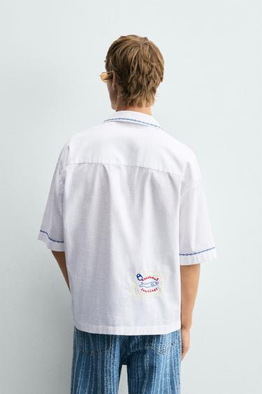CONTRAST EMBROIDERY SHIRT - White by Zara - Image 2