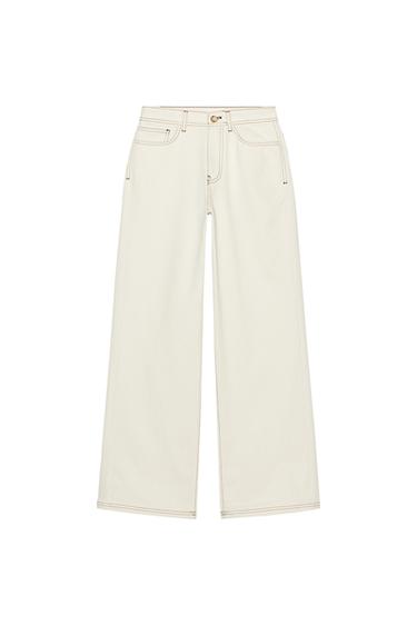 JEANS Z1975 WIDE LEG TIRO ALTO - Blanco roto de Zara
