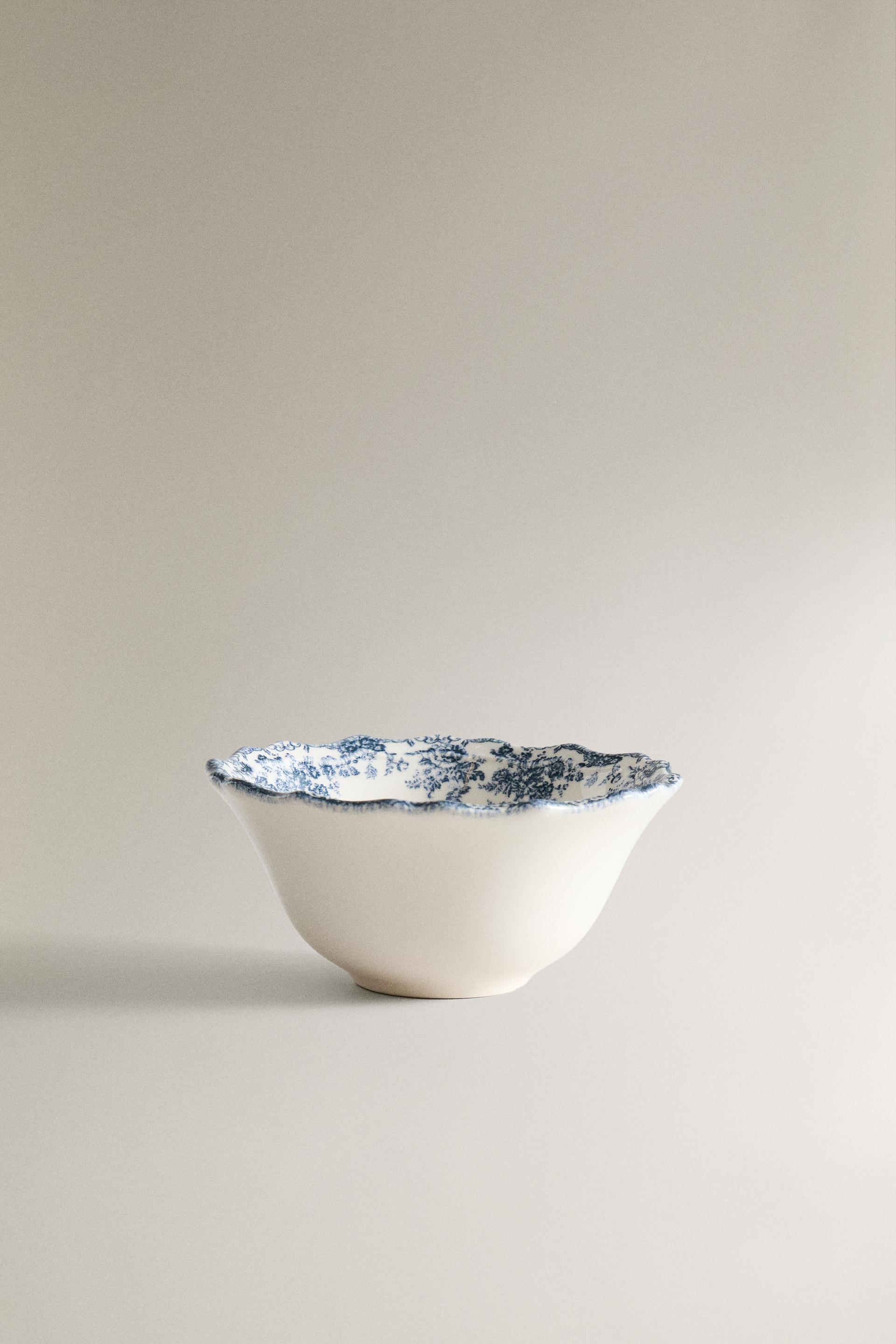 FLORAL EARTHENWARE SNACK BOWL