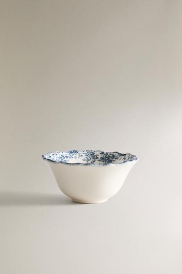 Zara FLORAL EARTHENWARE SNACK BOWL - Blue - Image 0