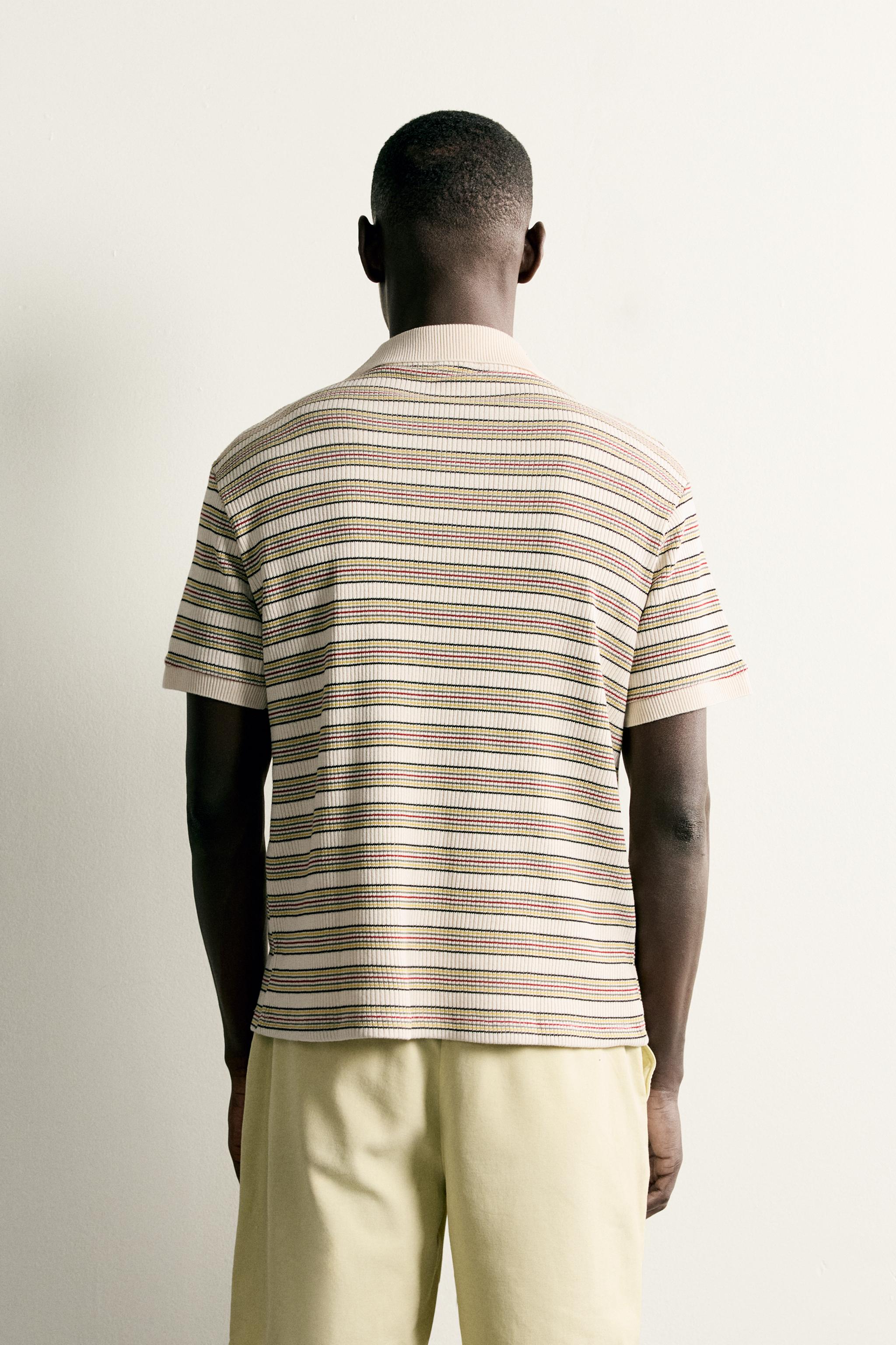 Мужские рубашки Zara STRIPED REGULAR FIT POLO — фото 3