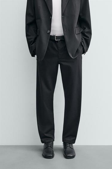 Zara REGULAR FIT CHINO PANTS - Black