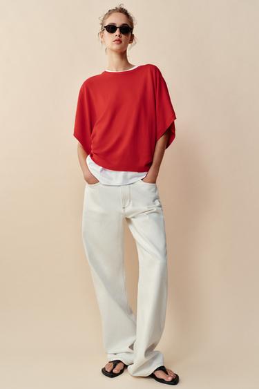 TOP EN MAILLE MANCHES AMPLES - Rouge de Zara