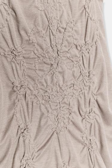 GATHERED SHORT DRESS WITH LACE - Brown / Taupe by Zara - Image 7