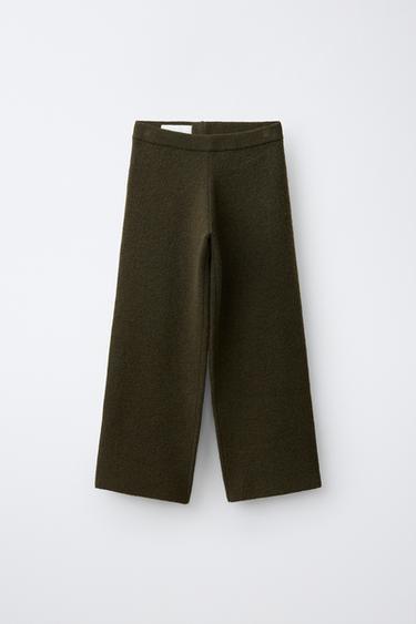 WIDE-LEG KNIT TROUSERS - Khaki by Zara
