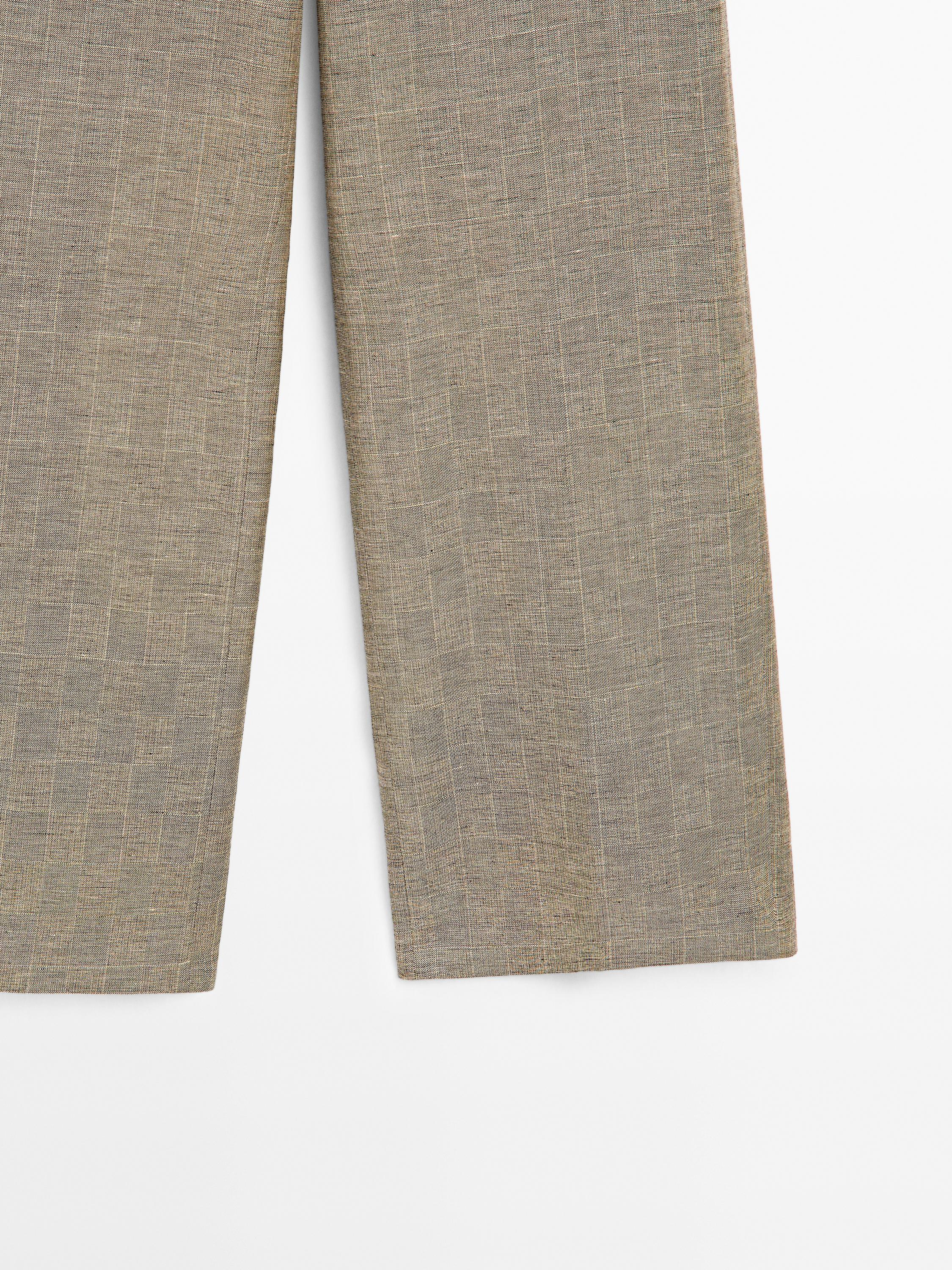 Pantalon droit à carreaux en coton