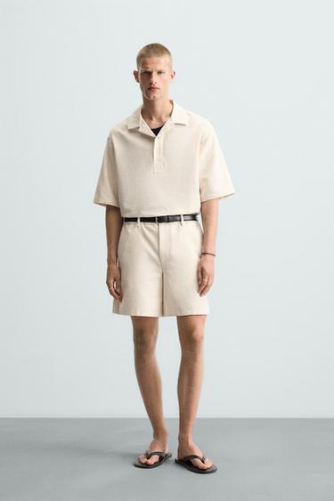 Zara RELAXED FIT SHORTS - Ecru
