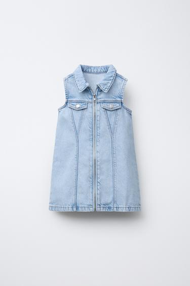 ZIP-UP SKATER DENIM DRESS - Light blue by Zara