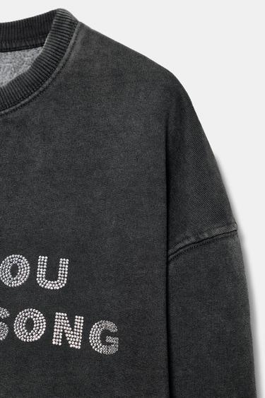 SWEAT DÉLAVÉ À INSCRIPTION - Gris anthracite de Zara - Image 6