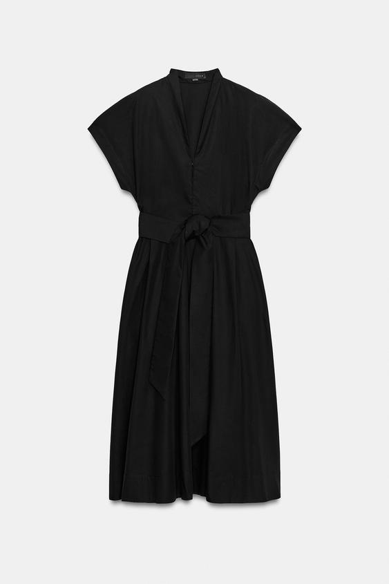 ZW COLLECTION POPLIN MIDI DRESS - Black by Zara - Image 0