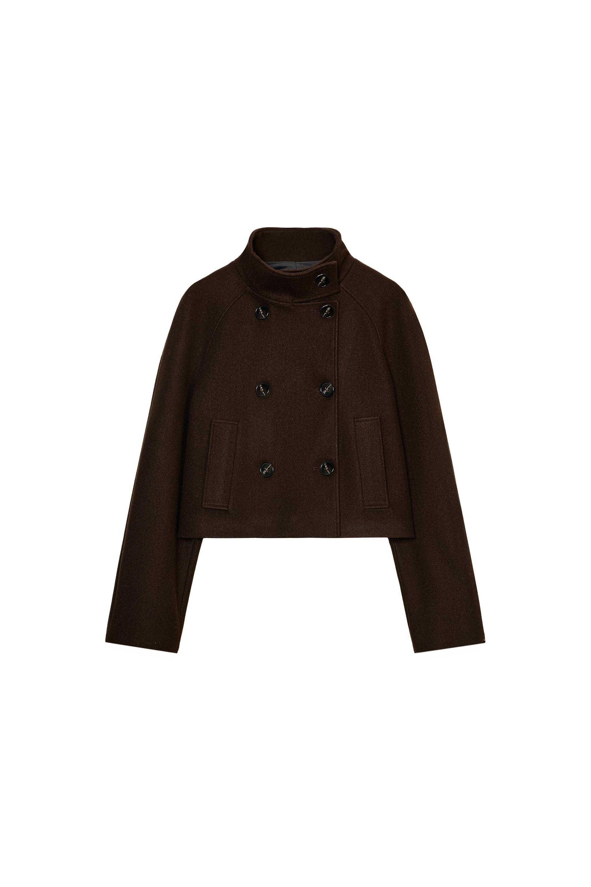 クロップド丈ハイネックジャケット - ブラウン | ZARA Japan / 日本