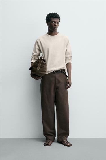 Zara HEAVYWEIGHT CREWNECK T-SHIRT - Light beige - Image 0