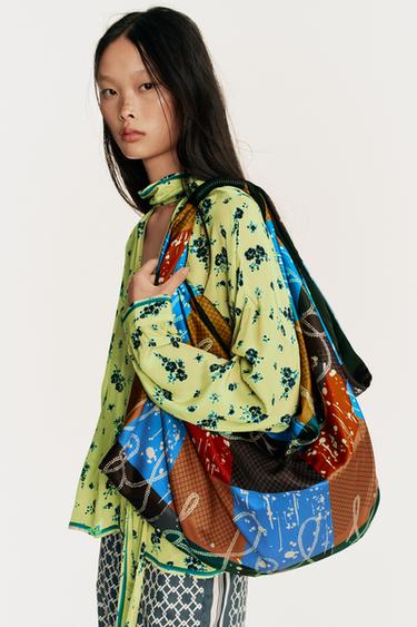 Zara LIMITED EDITION PRINTED SHOPPER SHOULDER BAG - Multi-color