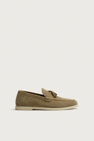 LEATHER LOAFERS - Beige by Zara - Image 0