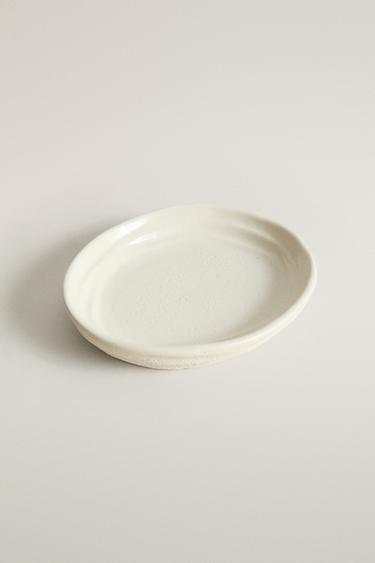 TEXTURED CERAMIC SOAP DISH — Ecru 2