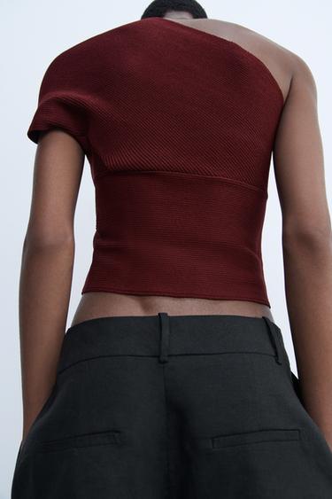 TOP ASYMÉTRIQUE EN MAILLE - Bordeaux de Zara - Image 2