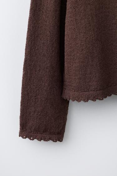 CHAQUETA PUNTO ONDULINA - Marrón de Zara