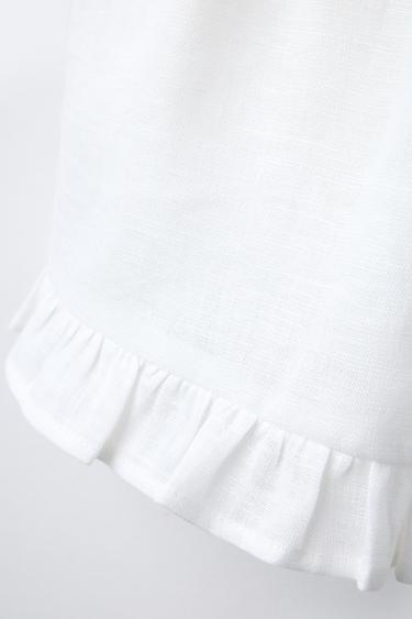 JUPE-SHORT À VOLANTS 100 % LIN - Écru de Zara - Image 3