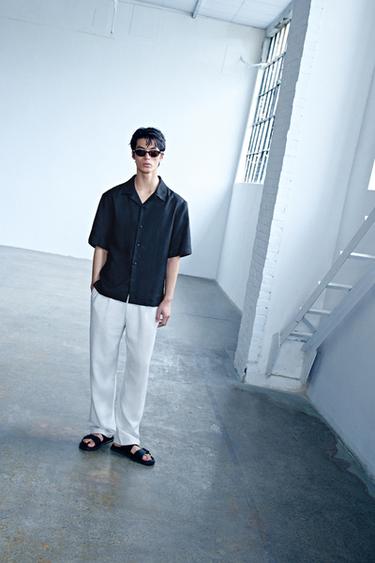 Zara 100% 亞麻休閒版襯衫 - 黑色