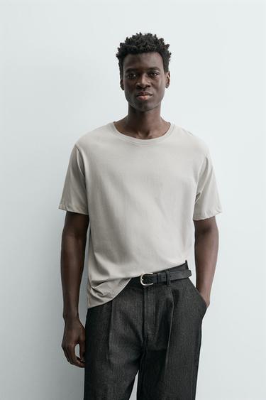 Zara BASIC MEDIUM WEIGHT T-SHIRT - Gray